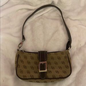 Vintage Dooney & Bourke Tan and Brown Monogram Shoulder Bag